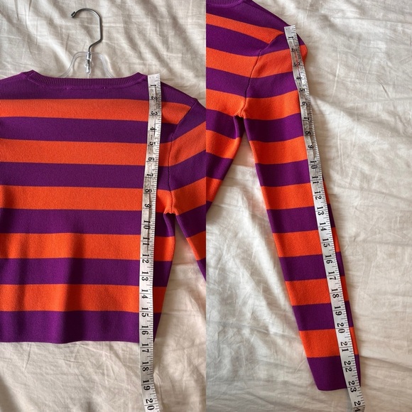 Zara Striped Cropped Knit Sweater M Purple & Orange - Picture 9 of 10